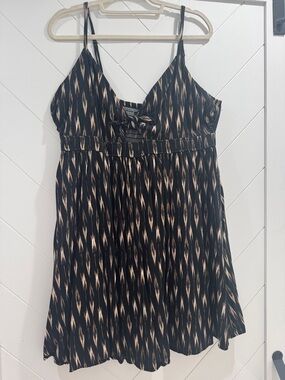 Banana Republic Black and Cream Mini Dress with Spaghetti Straps